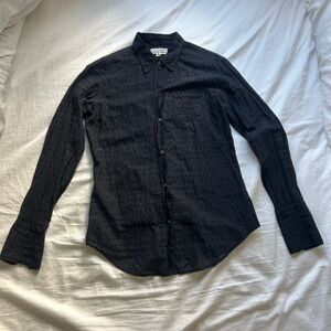 Nili Lotan Black Eyelet Button-Down Shirt